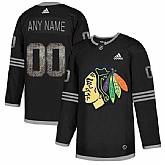 Customized Men's Blackhawks Any Name & Number Black Shadow Logo Print Adidas Jersey,baseball caps,new era cap wholesale,wholesale hats